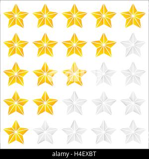 Geometric, contour faceted star icons - Quality, award, rating, ranking topics Stock Vector