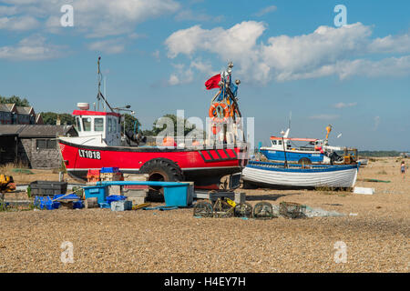 Beached Working Boats, Aldeburgh, Suffolk, England Stock Photo