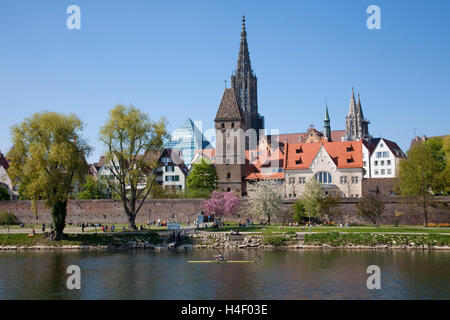 Panorama, cityscape, Danube, Ulm, Baden-Wuerttemberg Stock Photo