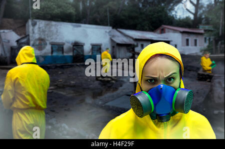 Woman in protective suit Stock Photo