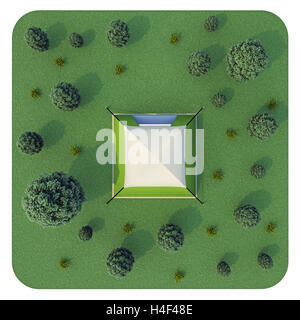 3d rendering. tent in the forest. top view Stock Photo