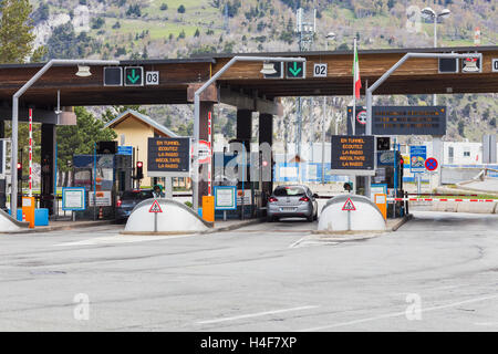 French entrance to the Frejus Road Tunnel, Cottian Alps, Modane, Savoie, France Stock Photo
