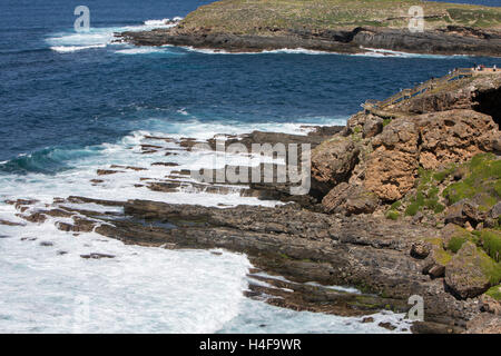 Tourists at Admirals arch in flinders chase national park, Kangaroo island,south australia Stock Photo