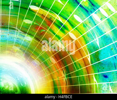 music notes in space with stars. abstract color background. Music concept. Stock Photo