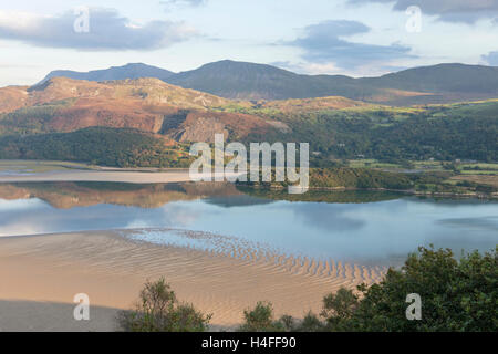 Autumn over the Mawddach Estuary with Cader Idris mountain in the distance, Snowdonia National Park,Gwynedd, North Wales, UK Stock Photo