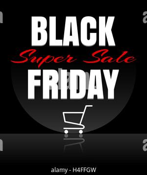 Black Friday sale design template. Black Friday banner with shopping cart. Vector illustration Stock Vector