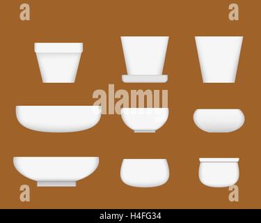 White ceramic bowl in realistic style, vector design Stock Vector
