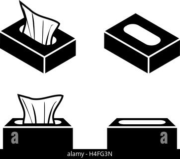 Tissue box icons in flat style, vector object design Stock Vector