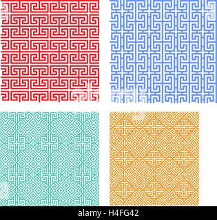 Seamless modern geometric pattern in Chinese style, vector Stock Vector