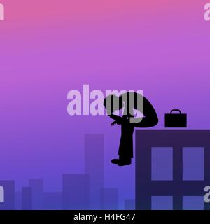 Depression in business man, vector Stock Vector