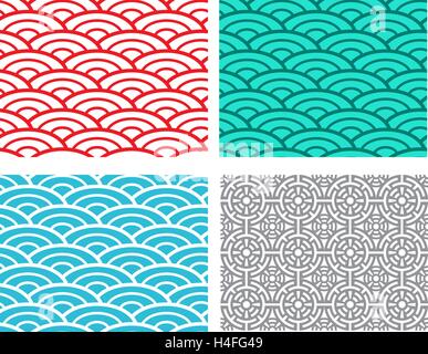 Seamless wave sea pattern in Chinese style, vector Stock Vector