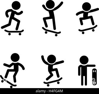 Set of Skateboarders icons in vector design Stock Vector