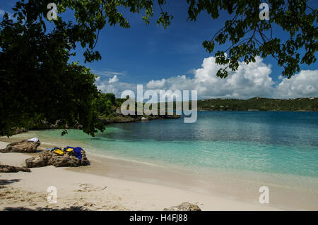 Secluded beach on the uninhabited Green Island off the coast of Antigua Stock Photo