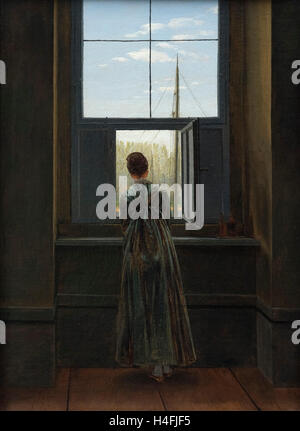 Caspar David Friedrich (1774-1840), Woman at a Window (1822). Stock Photo