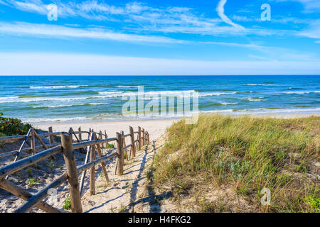 Entrance to beautiful sandy beach in Bialogora coastal village, Baltic Sea, Poland Stock Photo