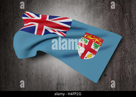 3d rendering of Republic of Fiji flag waving on dirty background Stock Photo