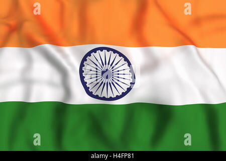 3d rendering of Republic of India flag waving on white background Stock ...