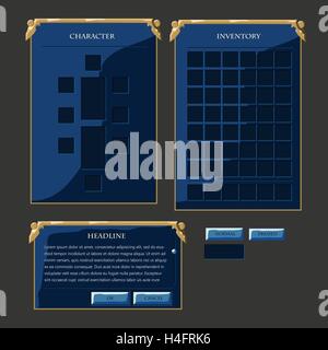 Set of fantasy vector interface elements. Buttons, popup windows and menus. Stock Vector