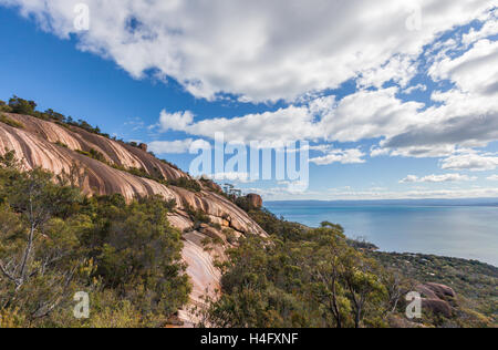 Unusual rock formations and colors on Mount Amos. Freycinet National Park, Tasmania, Australia. Stock Photo