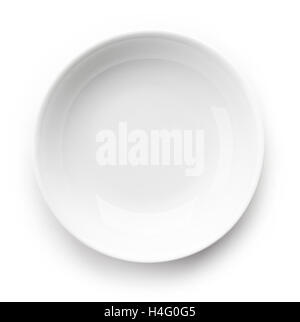 White empty bowl isolated on white background, top view Stock Photo