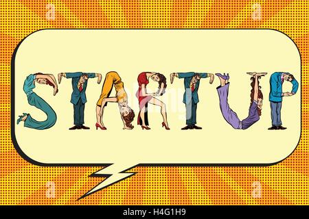 Startup, letters business people Stock Vector