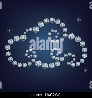 Cloud made up a lot of diamonds on the black background Stock Vector