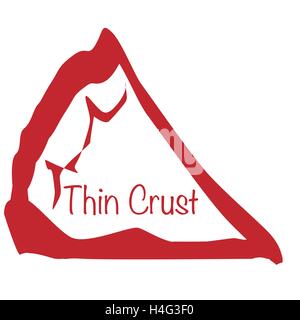 Cartoon depiction of a thin crust pizza slice over a white background Stock Vector