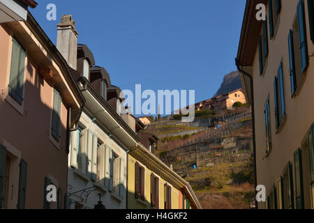 Switzerland Landscape : Old town in Montreux Stock Photo