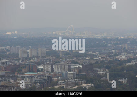 A view of Wembley Stadium, seen from the BT Tower, in London. Stock Photo