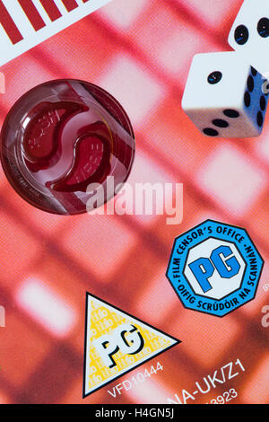 PG rating classification on Ocean's Thirteen HD DVD disc in case PG Film censor's office - Parental Guidance Stock Photo