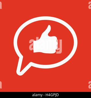 Thumbs up in the speech bubble icon. Social network and web communicate, like symbol. Flat Stock Vector