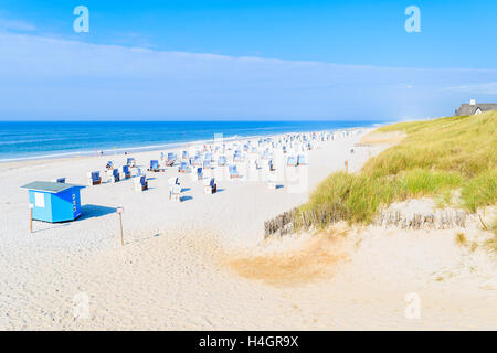 White sand beach with chairs in Kampen, Sylt island, Germany Stock Photo