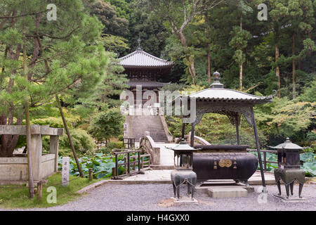 Kemuri-Kaburi incense burner in front of shrine at Chion-in temple. Stock Photo