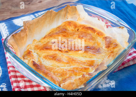 stuffed savoury tart made with dough pastry Stock Photo