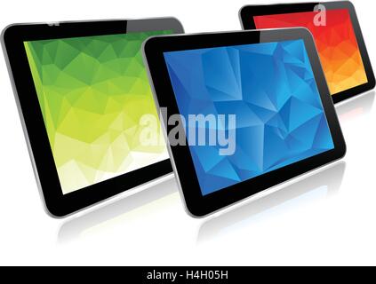 Set of tablet computers isolated on white background Stock Vector