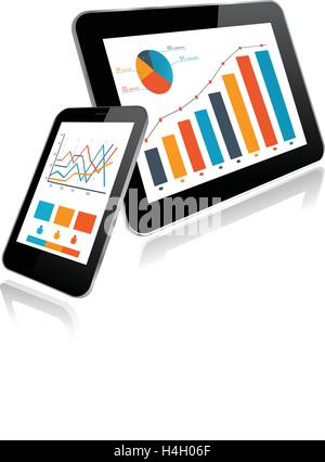 Tablet PC and Smartphone with Statistics chart Stock Vector