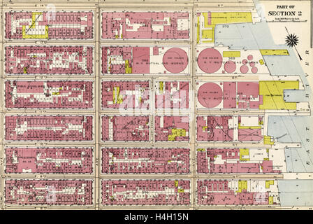 Plate 27: Bounded by E. 14th Street, East River, E. 8th Street, and Avenue B, New York, USA Stock Photo