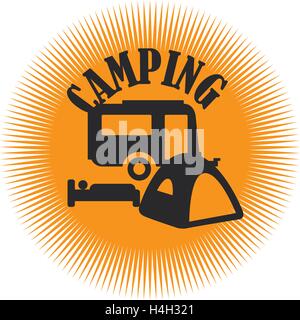 Camping and Caravan Design Concept. AI 10 Supported. Stock Vector