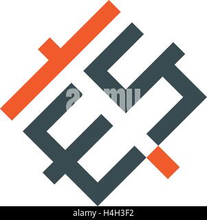 Design concept for ES letter. AI 10 supported. Stock Vector