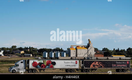 Loblaws transport truck on the Trans Canada Highway, Saskatchewan, Canada Stock Photo