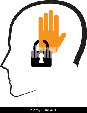 Mental Concept Design With Key. AI 10 Supported. Stock Vector