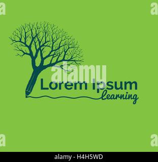 Learning Concetp with Tree and pencil. EPS 8 supported. Stock Vector