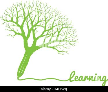 Learning Concetp with Tree and pencil. EPS 8 supported. Stock Vector