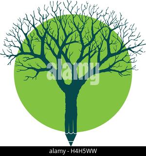 Learning Concetp with Tree and pencil. EPS 8 supported. Stock Vector