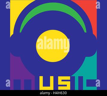 Music Logo Design with Headset. AI 8 supported. Stock Vector