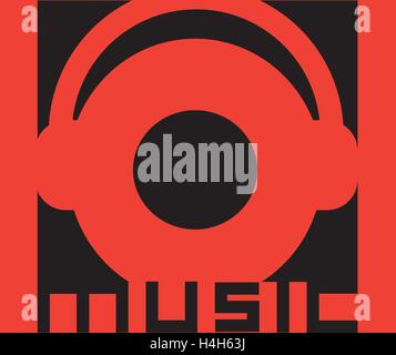 Music Logo Design with Headset. AI 8 supported. Stock Vector