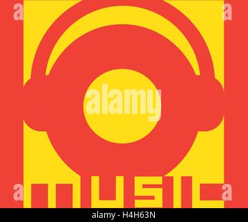 Music Logo Design with Headset. AI 8 supported. Stock Vector