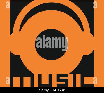Music Logo Design with Headset. AI 8 supported. Stock Vector