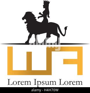 Lion and Queen Logo Design. AI 10 supported. Stock Vector