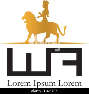Lion and Queen Logo Design. AI 10 supported. Stock Vector